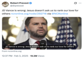 A "tweet":https://knowyourmeme.com/memes/sites/twitter-x from Pope Leo XIV, formerly Robert Prevost, which criticized "U.S.":https://knowyourmeme.com/memes/cultures/united-states-of-america Vice President "J.D. Vance":https://knowyourmeme.com/memes/people/jd-vance.