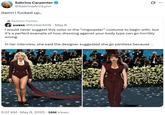 Sabrina Carpenter cheekily responds to negative comment about the costume she wore to the 2025 Met Gala.
