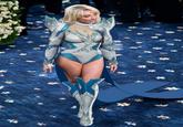 Sabrina Carpenter in her 2025 Met Gala outfit redrawn as Marvel Comics character Emma Frost.