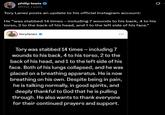 philip lewis @Phil_Lewis Tory Lanez posts an update to his official Instagram account: He "was stabbed 14 times - including 7 wounds to his back, 4 to his torso, 2 to the back of his head, and 1 to the left side of his face." torylanez → Tory was stabbed 14 times - including 7 wounds to his back, 4 to his torso, 2 to the back of his head, and 1 to the left side of his face. Both of his lungs collapsed, and he was placed on a breathing apparatus. He is now breathing on his own. Despite being in pain, he is talking normally, in good spirits, and deeply thankful to God that he is pulling through. He also wants to thank everyone for their continued prayers and support.