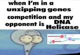 when I'm in a unzipping genes DNA competition and my opponent is Helicase DNA Polymerase Helicase