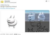 A tweet sharing a render of a Roblox bunny. This is the earliest version of Gubby.