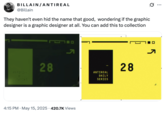 X user @Billain posted a tweet comparing graphics from _Marathon_ and Antireal's artwork, showing how the in-game graphics contained a slight imprint of Antireal's name. The post read, "They haven't even hid the name that good,  wondering if the graphic designer is a graphic designer at all. You can add this to collection," gathering over 2,000 likes in six days.