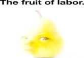 A "meme":https://knowyourmeme.com/memes/memes with the Pear Baby "photoshop":https://knowyourmeme.com/memes/sites/photoshop, captioned, "The fruit of labor."