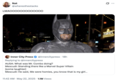 X user @wheresthestacks posted an image of P. Diddy dressed as Batman to react to Kid Cudi describing him as a "Marvel Super Villain."