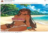 A twitter post sharing artwork of Chel from "The Road to El Dorado." The post reads, "The first thing Columbus saw when he arrived in America."