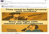 7 @Artism_Vpn I love how ai images becoming more and more yellow is a clear sign of inbreeding Western Kabuki @WesternKabuki • May 17 rightwingers literally think they're freedom fighters for posting 100 times a day They used to fight tyranny with muskets @AP4Liberty Now we fight with memes and microphones 7:26 PM - May 18, 2025 3.8M Views