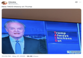 X user @Chickie__ posted a screenshot from an MSNBC segment showing Lawrence O'Donnell next to text that reads, "Trump Always Chickens Out."