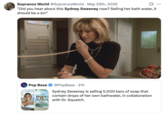 X user @SopranosWorld posted a joke about Carmela Soprano calling Sydney Sweeney's new "bath water" soap a "sin," gathering over 1,000 likes in a day.