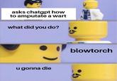 asks chatgpt how to amputate a wart what did you do? u gonna die blowtorch