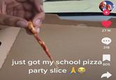 A meme about how thin school pizza party slices were. The meme was posted to Pinterest.