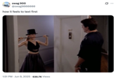  X user @swag9000000 tweeted the image of Carrie Bradshaw, writing, "how it feels to text first," and gathering over 37,000 likes in a day.
