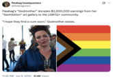 A joke about Fleabag’s “Godmother” donating money to the "LGBTQ+":https://knowyourmeme.com/memes/cultures/lgbtq community and saying, "I Hope They Find a Cure Soon."