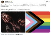 A joke about Sleep Token donating money to the "LGBTQ+":https://knowyourmeme.com/memes/cultures/lgbtq community and saying, "I Hope They Find a Cure Soon."
