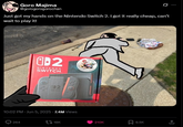 Goro Majima @gorogorogorochan Just got my hands on the Nintendo Switch 2. I got it really cheap, can't wait to play it! α-2 NINTENDO SWITCH. 2 SWITCH 10:02 PM - Jun 5, 2025 - 7.4M Views 264 18K 210K 9.5K <]