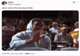 X user @duncsagain tweeted a GIF of Ja Morant trying and failing to block a TNT camera, writing, "Jover when the set piece fails," and gathering over 6,000 likes in a month.