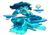 *Image Description*
Lapis Lazuli in a fancy dress resembling layers of waves, looking bored as she rest on cushions of water, a glass of effervescent liquid held by another floating surface.