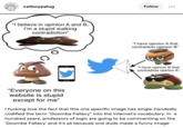 Tumblr user @catboypalug reposted the "Goomba Fallacy" image with the caption, "I f------ love the fact that this one specific image has single-handedly codified the term "Goomba Fallacy" into the internet's vocabulary."