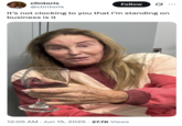 X user @clintoris posted an image of Caitlyn Jenner holding a wine glass alongside the line, "It’s not clocking to you that I’m standing on business is it," gathering over 1,000 likes in a day.