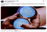 June 15th, 2025 tweet by @horrorsthetics X user @horrorsthetics posted a GIF of a "claw phone" from the movie _It Follows_, writing, "“I asked grok” “I asked chatgpt” I asked my shell phone from it follows (2015)" The post gathered over 20,000 likes in a day.
