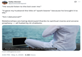 X user @youwouldntpost tweeted a Rolling Stone article about AI chatbots driving spiritual delusions and causing rifts in inter-personal relationships. The tweet read, "“He would listen to the bot over me.” “It gave my husband the title of ‘spark bearer’ because he brought it to life.” “Am I delusional?”"