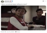 X user @Jameca2011 tweeted a reaction meme featuring Janiyah from the 2025 Netflix film _Straw_, writing, "When somebody keeps calling my name," gathering over 70,000 likes in five days. 