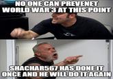 A meme about Shachar567. The meme claims he will save the world again.