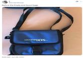 A tweet sharing a photo of a Nintendo DS bag. The post reads, "Before the Prada and Gucci bags."