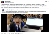 A "quote-tweet":https://knowyourmeme.com/memes/quote-retweets-qrts of the "viral video":https://knowyourmeme.com/memes/viral-videos showing a UCLA Graduate with "ChatGPT":https://knowyourmeme.com/memes/sites/chatgpt on his computer at a 2025 college graduation.