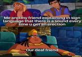 Me and my friend explaining in sign language that there is a sound every time u get an erection Our deaf friend funny.co