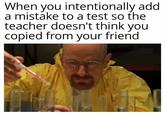 When you intentionally add a mistake to a test so the teacher doesn't think you copied from your friend