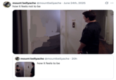 mount bellyache @mountbellyache June 24th, 2025 how it feels not to be 34F mount bellyache @mountbellyache ⚫ 20h how it feels to be