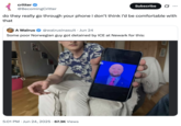 critter @BecomingCritter Subscribe ... do they really go through your phone i don't think i'd be comfortable with that A Walrus @walrusinasuit • Jun 24 Some poor Norwegian guy got detained by ICE at Newark for this: 5:01 PM ⚫ Jun 24, 2025 67.3K Views