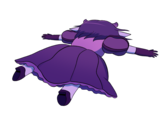 This is based off the iconic pose Ralsei makes when they fall over, being performed by Xeria, the demon princess from The Obsidian Archives.