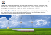Tragic that yesterday a Boeing 787 carrying 242 souls crashed moments after takeoff from Ahmedabad - with just one survivor. As the world mourns, we are once again reminded how fragile air safety can be, even in 2025! Meanwhile, SpaceX lands rockets precisely. If we can repurpose booster tech, why is aviation still resisting radical safety systems like passenger ejection capsules? Aviation needs its own SpaceX moment. Х