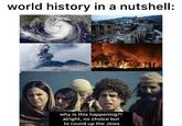 world history in a nutshell: why is this happening?! alright, no choice but to round up the Jews