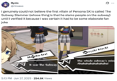 A "tweet":https://knowyourmeme.com/memes/sites/twitter-x expressing disbelief over the Subway Slammer being the first villain in _P5X_.