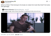 X user @bdquinn quoted a video of Ross Douthat's interview with Peter Thiel, writing, "What is Peter Thiel doing to his body to make him look like that? He looks like garbage." The post gathered over 7,000 likes in three days.