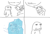 A comic by CariSwump. The comic shows a person saying "hypothermically" instead of "hypothetically" and then freezing into a block of ice.