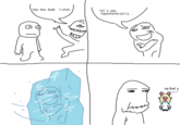 A redraw of a comic by CariSwump. The comic shows a person saying "hypothermically" instead of "hypothetically" and then freezing into a block of ice. It is then revealed that he was frozen by Deltarune character Noelle.