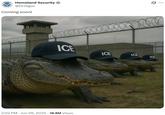 A meme posted by the official Homeland Security X / Twitter page. The meme is AI-generated and shows alligators in ICE hats at Alligator Alcatraz, standing guard.