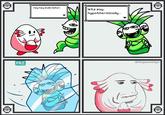 A redraw of a comic by CariSwump where someone is frozen into a block of ice after saying "hypothermically" instead of "hypothetically." The meme references Pokemon.