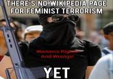 THERE'S NO WIKIPEDIA PAGE FOR FEMINIST TERRORISM Women's Rights! And Wrongs! YET