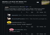 Medics of ISLE OF MAN TT! 992 upvotes • 62 comments 00 superbikes following the racers to get to the crash faster Adventurous_Bhullar OP 1h On a average 3 riders die per year! Till now 269 riders has lost their lives from 1911 to 2024 Vote Work00 55m. It's like cave diving but for bikes EssentialParadox 47m • My friend's younger br... igottheshnitz 50m How many never walk again? tacodepollo 45m At least 269. Vote Vote