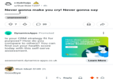 r/AskOuija u/Due-Size-1237 • 4h Never gonna make you cry! Never gonna say ! unanswered ◇ 7 3 ○ 20 D DynamicsApps Promoted Is your CRM strategy fit for purpose? How do you compare to others? You can find out your health score today with this self-serve assessment. How does your CRM strategy compare to other businesses? Find out → assessment.dynamics-apps.co.uk Shot-Ideal-5149 2h Goodbye Microsoft Solutions Partner Reply Learn More