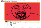 X user @shrampmannne posted an image of a screaming red Soyjak, writing, "WHERES MY YUM YUMS!!!" and gathering over 59,000 likes in a day.