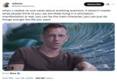 X user @IterIntellectus tweeted, "when u realize no one cares about anything anymore, it doesn’t matter what people think of you, we are likely living in a simulation, manifestation is real, you can be the main character, you can just do things and get the life you want" alongside an video showing Peter Thiel with a wash crashing behind him.