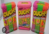 OUCH BUBBLE GUM GRAPE WATERMELON STRAWBERRY 00000000 000 3 Flavors 21 Sticks Hano u0 כHn Hano OUCH! OUCH! BUBBLE GUM A Sticks GRAPE BUBBLE GUM WATERMELON STRAWBERRY 0000 0000 900 A 000 3 Flavors 21 Sticks