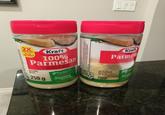 nof 2X BIGGER! PLUS GRAND!* Kraft 100% Parmesan 24% MOISTURE 70 HUMIDITE 31% 250 g GRATED CHEESE Sto the taste you love. yes Cheesemaking since 194 Made with fresh milk goût don bus raffole magers dep le vous tier du lait Maitres from du Produit fait a budre de cellulose, Sorbate de p SAND PAR PLASTIC 0/MOISTURE 24% HUMIDITE M.F. 31% MG. 250 g Kraft Parmes GRATED CHE FROMAGE R o the ta love you lo Chees Made w yes to Savour Maitres gout Vous