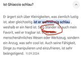 Ist Ghiaccio schlau? 1 Er ärgert sich über Kleinigkeiten, was ziemlich lustig ist, aber gleichzeitig ist er wahnsinnig schlau, weshalb er ein Nerd ist. Sein Ständer ist auch mein Favorit, weil er tragbar ist. Exist kein menschenähnliches Wesen oder Werkzeug, sondern ein Anzug, was sehr cool ist. Auch seine Fähigkeit, Dinge zu manipulieren und einzufrieren, ist sehr beängstigend. 11.09.2024